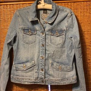 Style & Co embellished denim jacket size L EUC